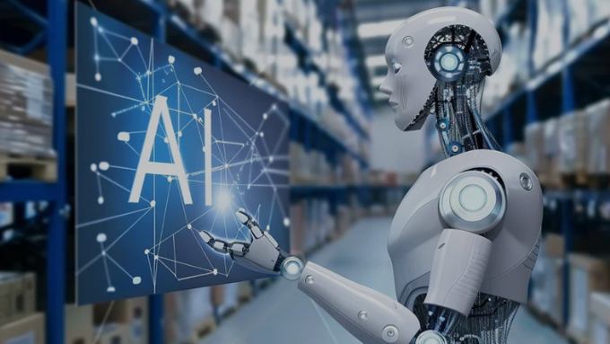 A visual of AI systems autonomously managing IT infrastructure—robotic arms over a cloud console.